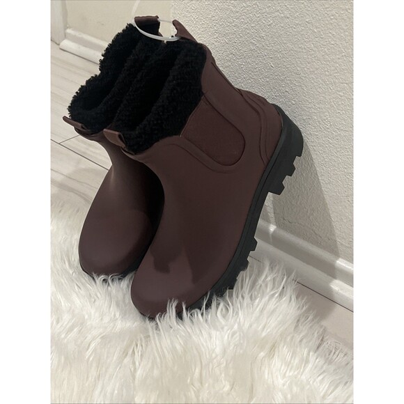 Cougar The Ignite Waterproof Faux Fur Lined Pull On Rubber Boot in Oxblood Sz 9 - Picture 7 of 14